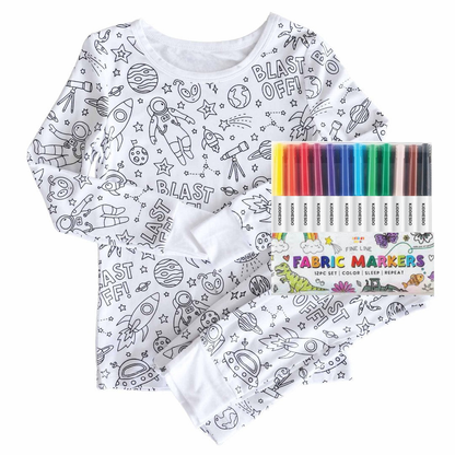 All Colorable Pajama Prints | Two-Piece Set + Free Fabric Markers