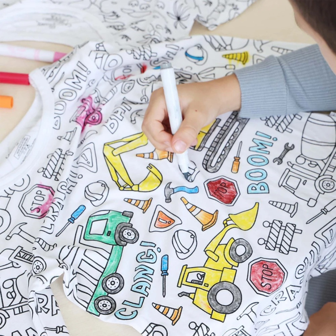 All Colorable Pajama Prints | Two-Piece Set + Free Fabric Markers