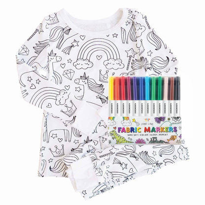 All Colorable Pajama Prints | Two-Piece Set + Free Fabric Markers