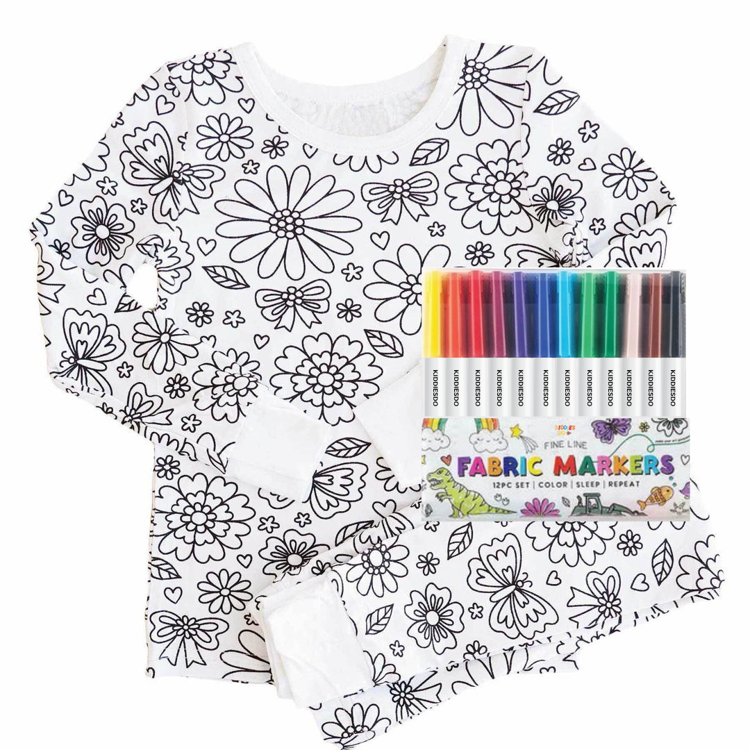 All Colorable Pajama Prints | Two-Piece Set + Free Fabric Markers