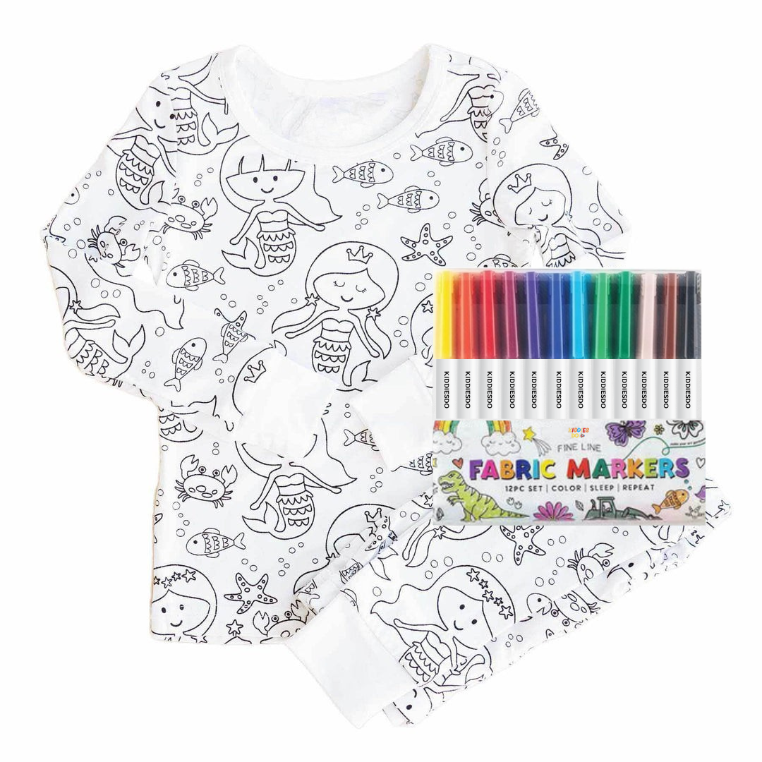 All Colorable Pajama Prints | Two-Piece Set + Free Fabric Markers