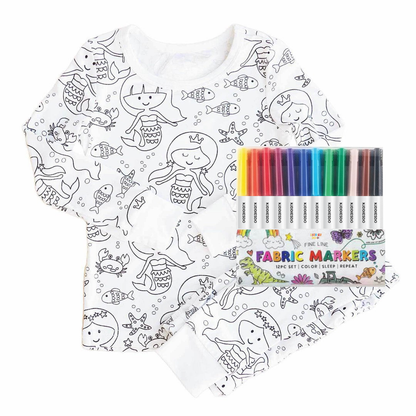 All Colorable Pajama Prints | Two-Piece Set + Free Fabric Markers