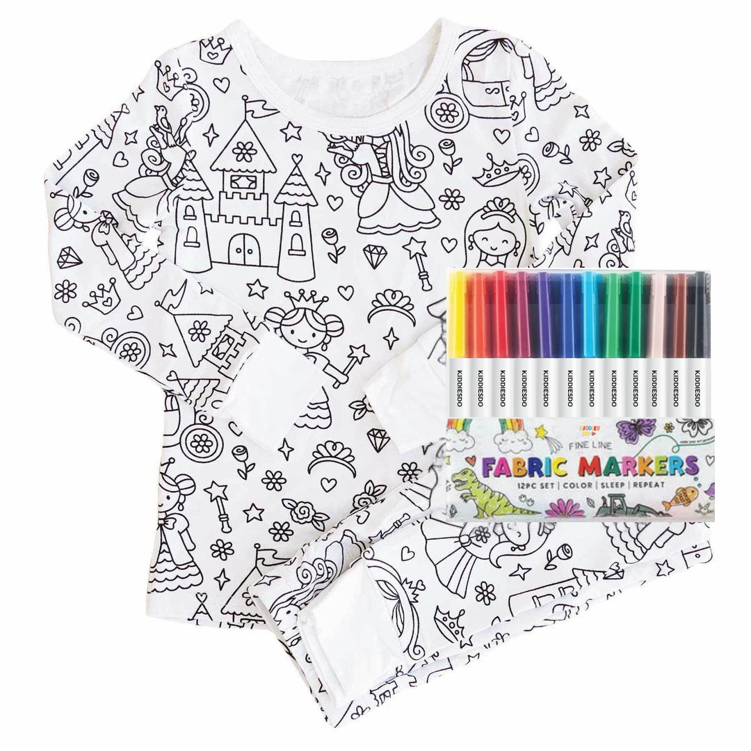 All Colorable Pajama Prints | Two-Piece Set + Free Fabric Markers