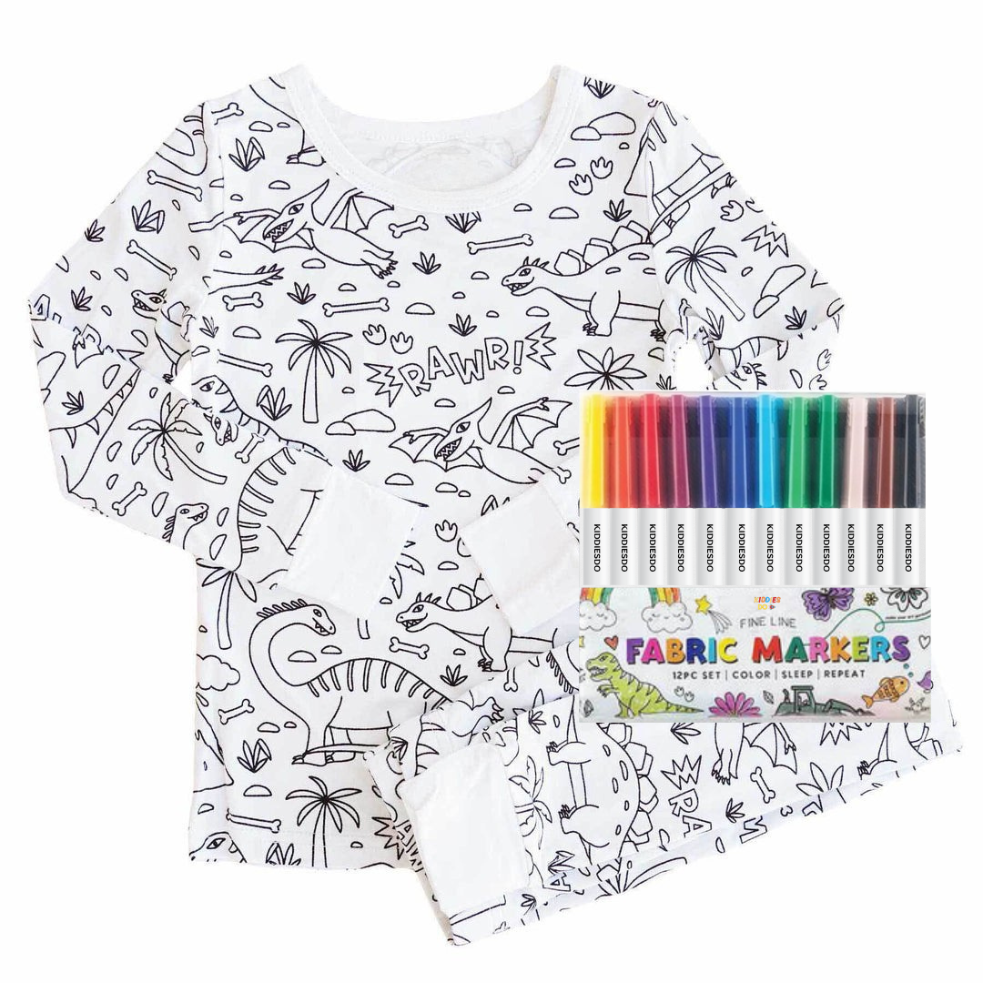 All Colorable Pajama Prints | Two-Piece Set + Free Fabric Markers