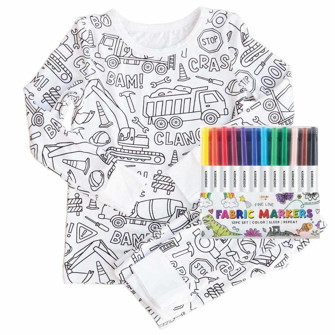 All Colorable Pajama Prints | Two-Piece Set + Free Fabric Markers