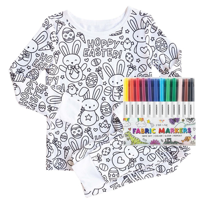 All Colorable Pajama Prints | Two-Piece Set + Free Fabric Markers