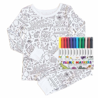 All Colorable Pajama Prints | Two-Piece Set + Free Fabric Markers