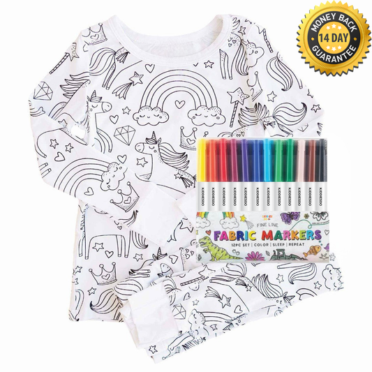 All Colorable Pajama Prints | Two-Piece Set + Free Fabric Markers